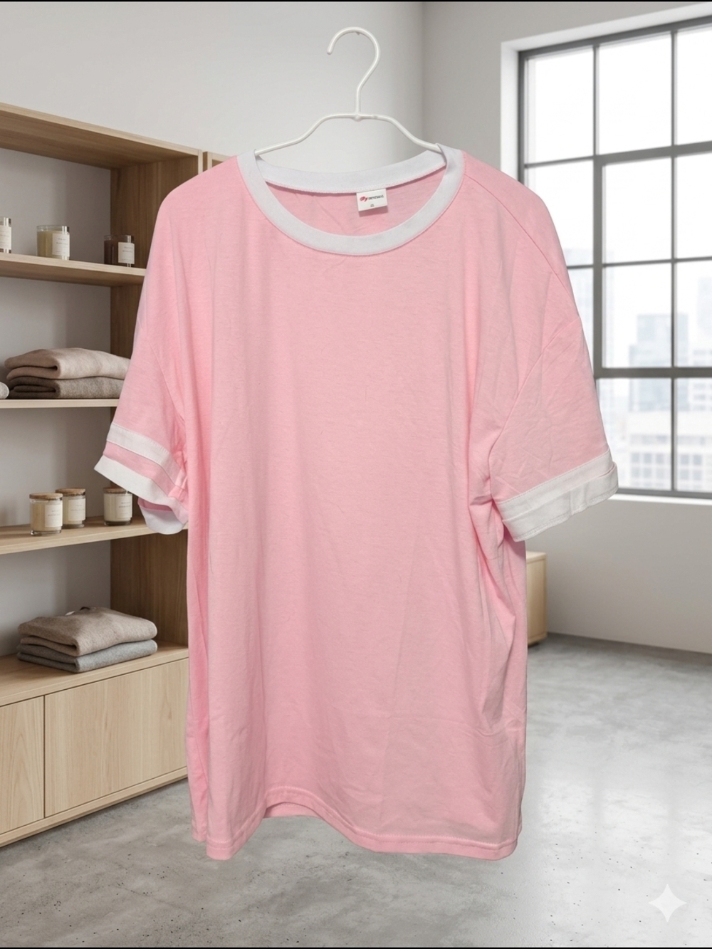 WIHOLL Light Pink Color Block Short Sleeve Tee - Size XL (EUC) - Picture 7 of 10
